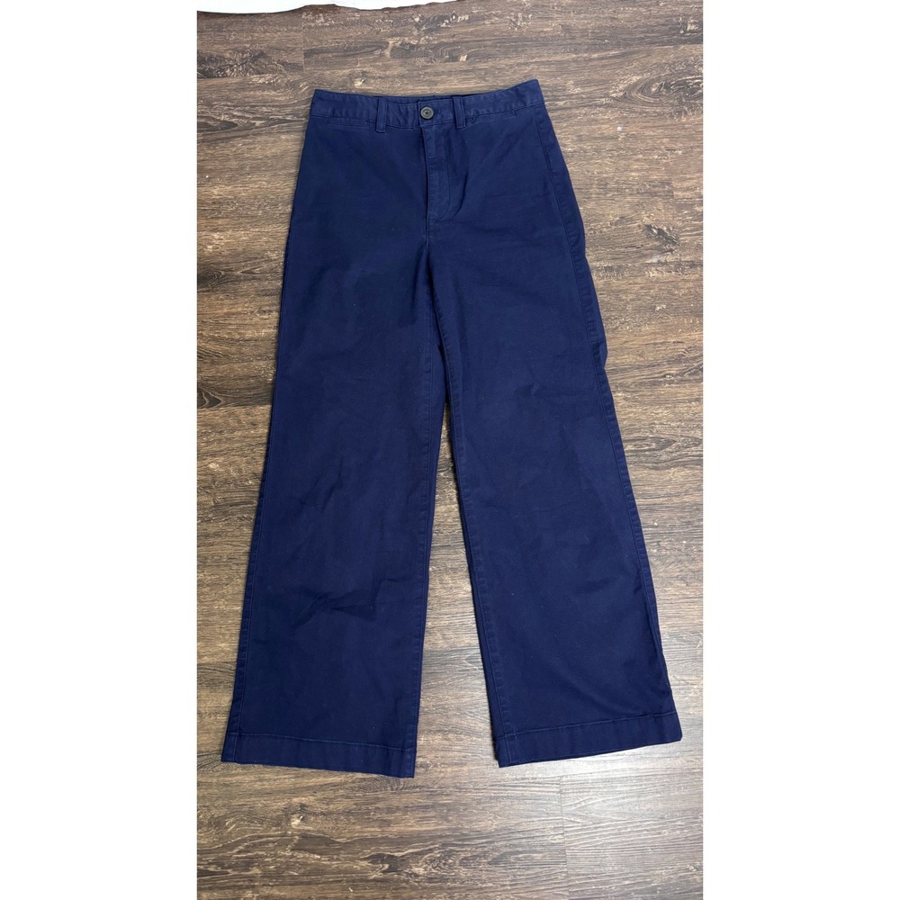 GAP High Rise Stride Ankle Pants Women 2 Navy Blue Excellent Wide Leg Chino
